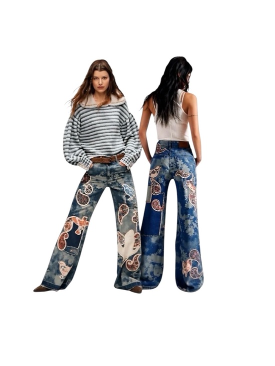 Free People Denim - Free People Flying High Patched Flare Denim Jeans NWT Size 27 $348